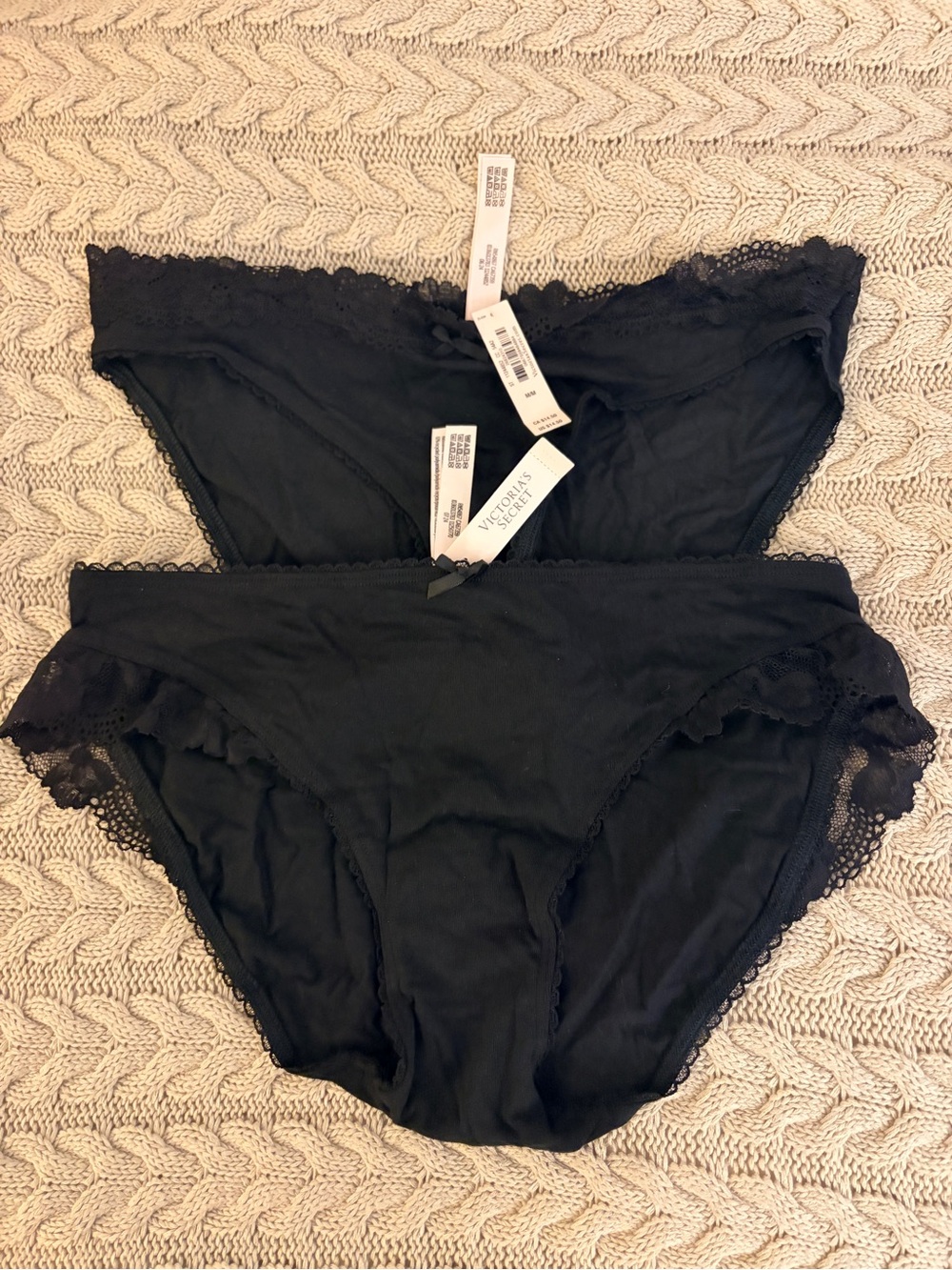 Victoria's Secret Black Lace-Trim Panties - Set of 2